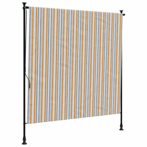 Balcon sans perçage protégé du soleil : store vertical réglable jaune et blanc - 2