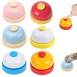 6 Stück Tischglocken Set, Vielseitige Glocken für Montessori Lernspielzeug, Restaurant Service und Haustiertraining, Inklusive 6 Farben
