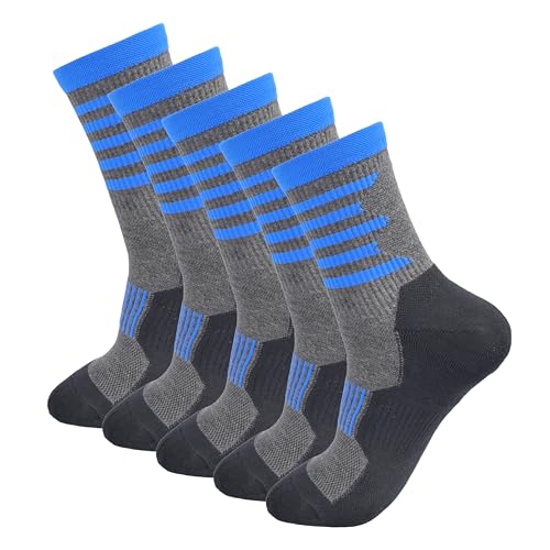 Men's Cushioned Anti Odor Blister Proof Quarter Crew Low Cut Compression Running Trekking Socks