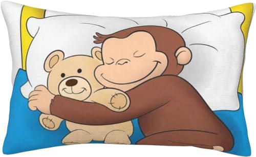 枕カバー おさるのジョージ(2) アニメ 軽量 抱き枕カバー 寝具カバー 防ダニ 抗菌 防臭 ファスナー付き ポリエステル 四節通用 家庭用 封筒式 枕かばー 40x60cm(16"x24")