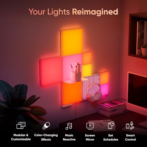 Pacchetto di Espansione Blocks | 2 Quadrati Strutturati, Pannelli Luminosi RGBW 3D, Cambiano Colore e Regolano la Temperatura (2700K-6500K), Illuminazione Soffusa (23,1 x 23,1 cm ciascuno) - Illuminazione - Immagine 1