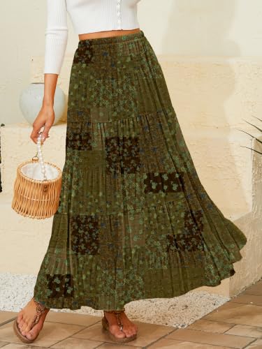 Image of NASHALYLY Women's Chiffon Elastic High Waist Pleated A-Line Flared Maxi Skirts