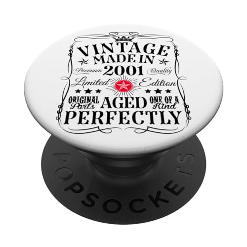 Decoraciones vintage de cumpleaños número 23 vintage 2001 23 cumpleaños PopSockets PopGrip Intercambiable