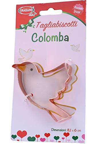 Graziano, Tagliabiscotti a Forma di Colomba, Realizzato Interamente in Acciaio Ramato, Ideale per Biscotti Classici, Ideali per Feste di Compleanno per Bambini