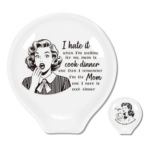 ANATTASOUL Retro Girl 2Pcs Ceramic Spoon Rest for Coffee Bar