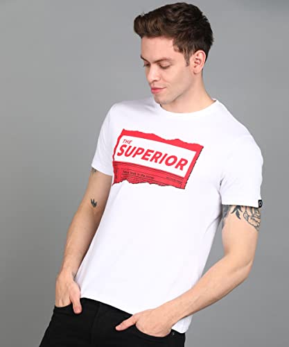 Image of Urbano Fashion Men's Graphic Printed Round Neck Half Sleeve Slim Fit Cotton T-Shirt