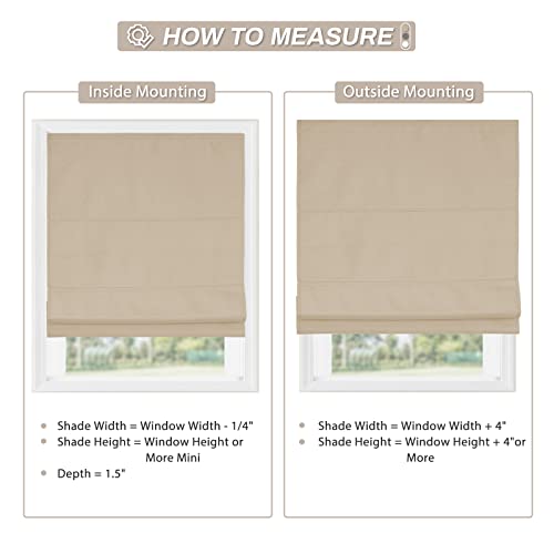 Cresmar Cordless Roman Shades Blackout Fabric Beige 36W X 64H, Window Blinds And Room Darkening Shades, Thermal Insulated, Easy To Pull Down #TOP3