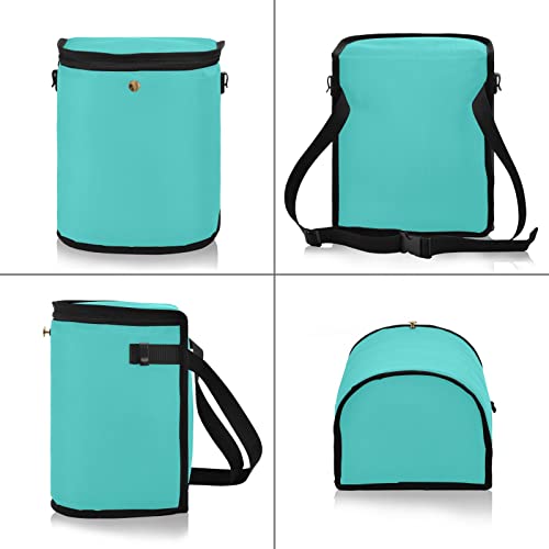 Image of linqin Teal Car Trash Can with Lid Leak Proof Car Trash Bag Polyester Car Garbage Can, Multipurpose Trash Bin Hanging for Minivan SUV Truck