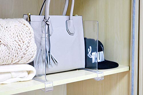 CY craft Acrylic Shelf Divider,Wood Shelf Dividers,Clear Closet Shelf Separators Clothing Organizer Perfect for Bedroom Shelving Organization and Kitchen Cabinet Shelf Storage,6 PCS - Thumbnail 6