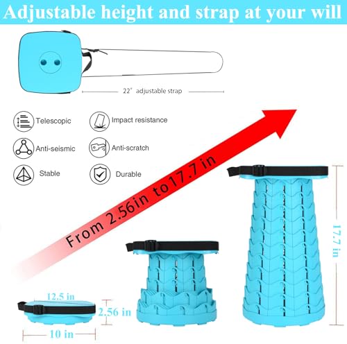 Image of Fishboy Upgraded Collapsible Stool, 400lbs Max Weight, Lightweight But Sturdy, Portable Retractable Folding Telescoping Foldable Camping Stool for Adults Outdoor Fishing Hiking BBQ