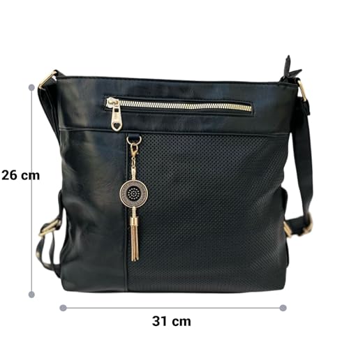 Bolsa Feminina Transversal Tiracolo Alça de Ombro, Preto, Média