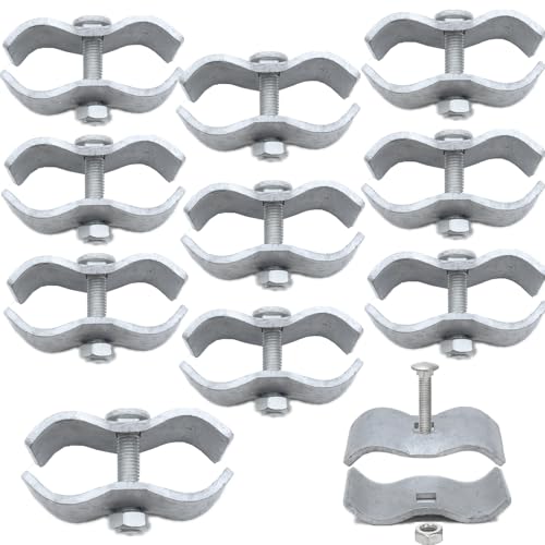 Zentriqlla 10 Pack Dog Kennel Clamps 1-3/8 Chain Link Fence Panel Clamps Galvanized Steel for Round Pipe Panel Frame for Temporary Dog Kennels Chicken Coops Metal Cage Bolts & Nuts include