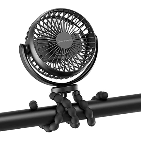 Gavoyeat Portable Stroller Fan Handheld Cooling Fan with Flexible Tripod Clip On Baby Car Desk Mini Stroller Fan Rechargeable Battery Operated for Travel Cover