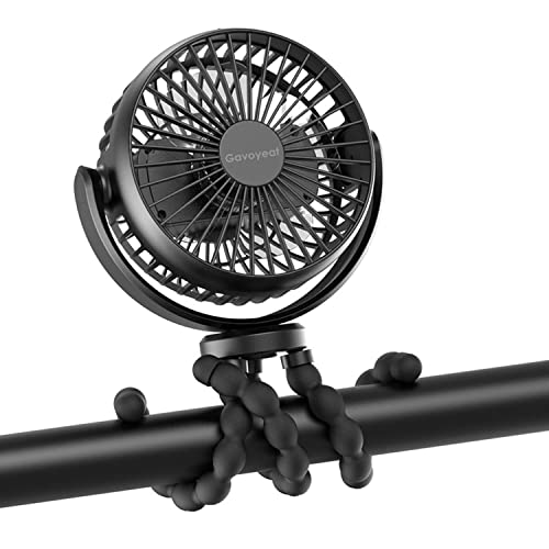 Image of Gavoyeat Portable Stroller Fan Handheld Cooling Fan with Flexible Tripod Clip On Baby Car Desk Mini Stroller Fan Rechargeable Battery Operated for Travel