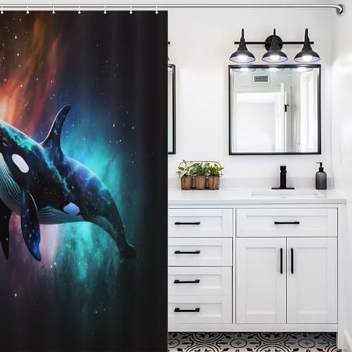 Rideau de douche baleine lavable pour éviter les projections - 5