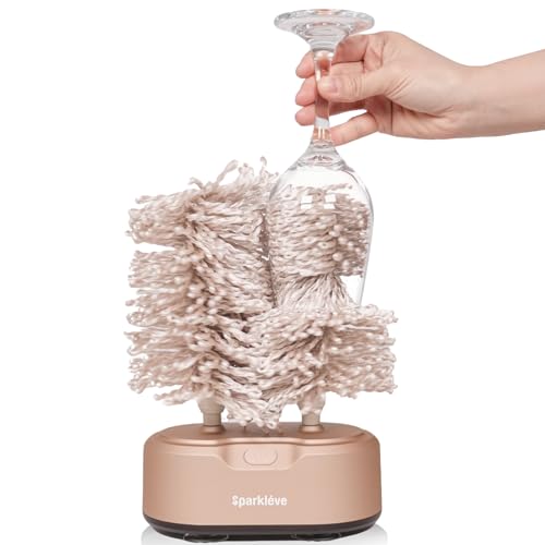 Home Glassware Polisher, World's First Affordable Spinning Glass Polisher, 600 RPM Dries and Polishes, All Glasses, Wine, Bar, Drinking, Best Wet For Sparkling Glassware, Champagne, Premium Painted