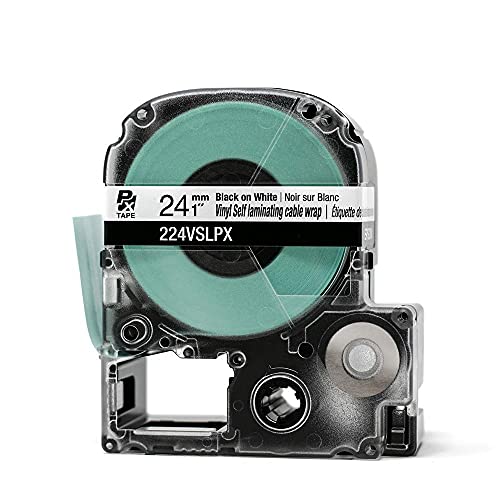 Labelworks 224VSLPX Tape Cartridge - Black On White Flexible And Durable Vinyl Self Laminating Overwrap Industrial Label Maker Tape thumb #1