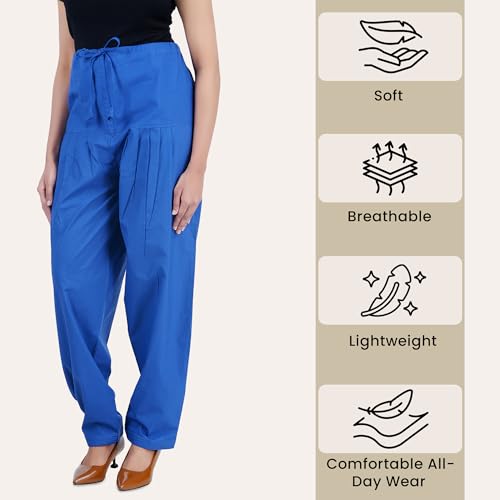 Image of Happy Bunny Salwar Pant for Women, Fine Cotton Ethnic Trousers with Drawstring Waist, Comfortable Daily, Office & Casual Wear Bottoms