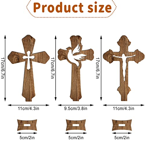 Cruz de madera para primera comunión con base como recuerdo de bautizo 2