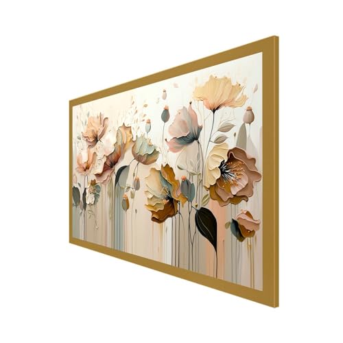Image of DEKORSTATION Blossom Abstract Flower Aesthetic Canvas Wall Painting | Painting for Wall Decoration | Canvas Paintings for Living Room | Flower Paintings with Frame | Size: 12x24 Inch (FF 754DS)