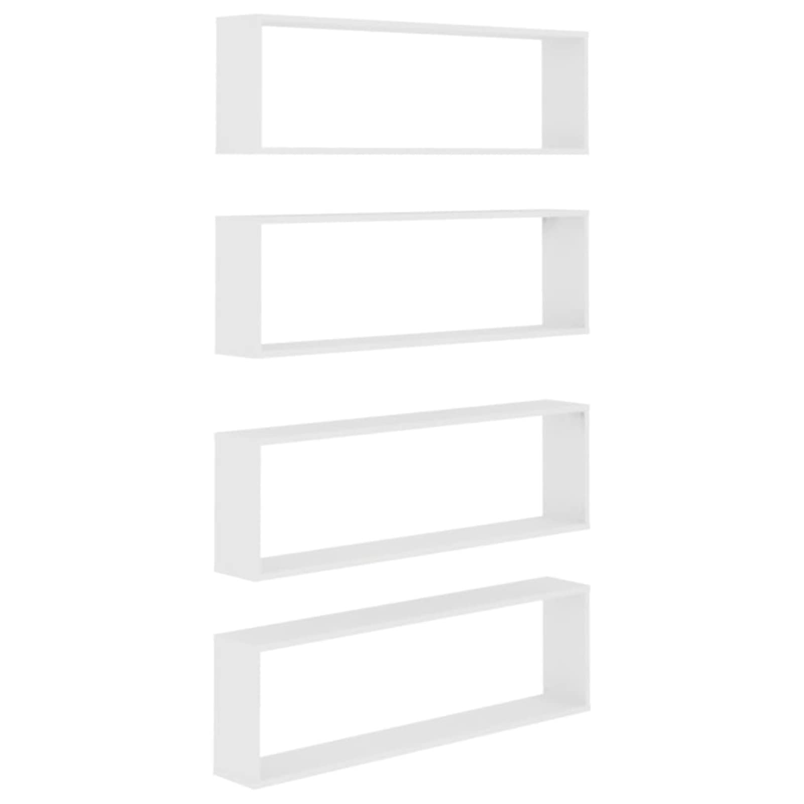 Rantry Mobili Mensole Parete a Cubo 4 pz Bianco 100x15x30 cm in Multistrato, Mobile a Parete Appendere Ripiano, per Ingresso Ripiano in Stile Moderno Mobili da Corridoio