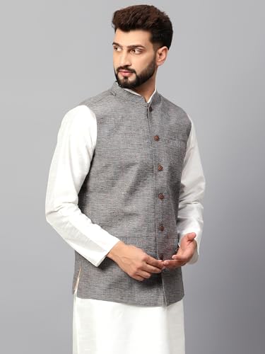 Image of LATEST CHIKAN Men's Traditional Cotton Solid Nehru Jacket /Waistcoat