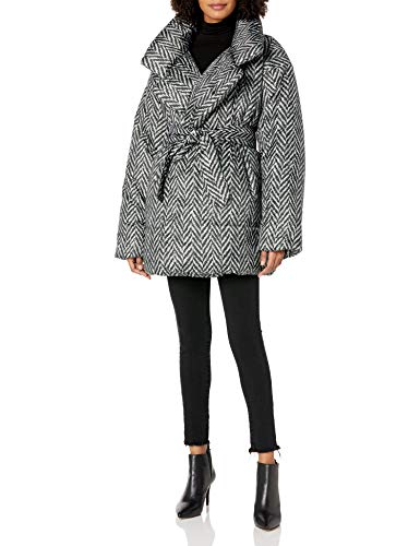 Norma Kamali Women's Coat, Large Herringbone Tweed, XS/S