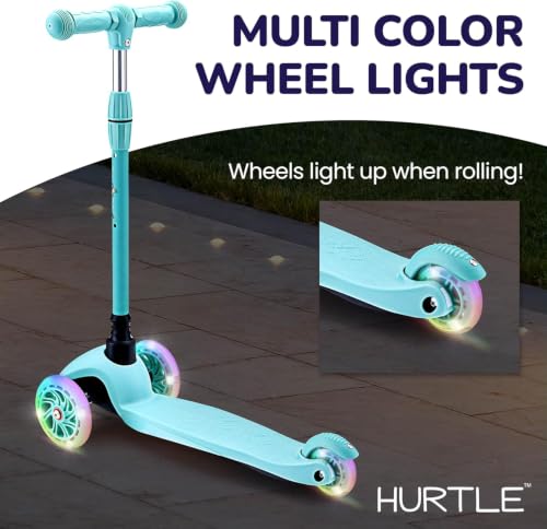 Hurtle 3 Wheel Toddler Scooter - Three Adjustable Heights, Wide Anti-Slip Deck, Kick Scooter for Kids Ages 2-5 w/Fun Light Up Wheels for Girls & Boys by Hurtle - Image 5