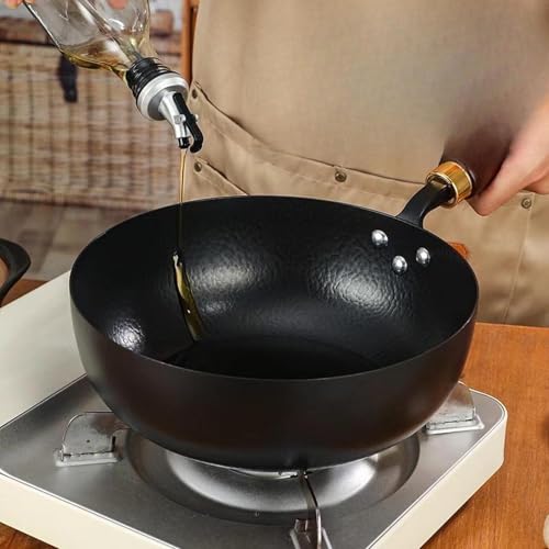 Wok de hierro con mango de madera diámetro 24 cm miniatura 5