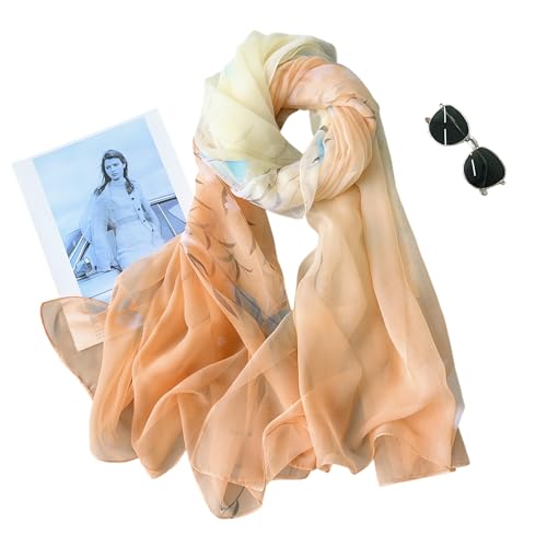 Image of Scarf Stole for Women - 185 x 135 cm Chiffon Scarf with Floral Print | Lightweight Scarf, Soft Stole for Women | Satin Feel Neck Scarf | Women Accessory