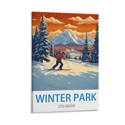 Poster Winter Park Colorado vintage 30x45 cm idéal pour déco chalet et salon cocooning