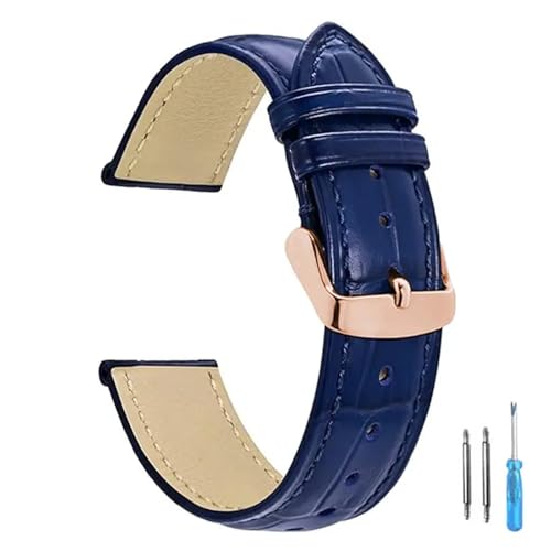 [KKTHRFFKK] Replacement Leather Watch Strap Watchband For Men Women 12mm 14mm 16mm 18mm 20mm 22mm 24mm Band(Blue-RG,16mm)