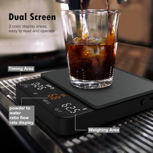 Foto von NUTRI FIT Mini-Kaffeewaage mit Timer, Espressowaage, 2kg/0,1g, Schwarz