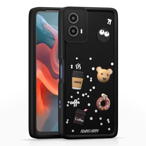Image of Amazon Basic Back Cover for Moto G34 / G45 5G | Cute Fun Cartoon 3D Bear Silicone Full Body Protection Bumper Cover (Black)