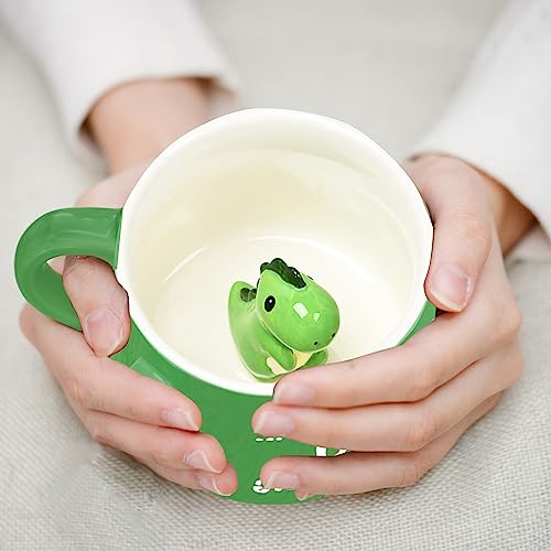 Dinosaurier Keramik Tasse Lustig Personalisiert, Kawaii Süße Coole Sachen Kaffeebecher Cappuccino Lustige Tassen Personalisierte Dankeschön Beste Freundin Geschenke für Frauen, Männer, Mädchen