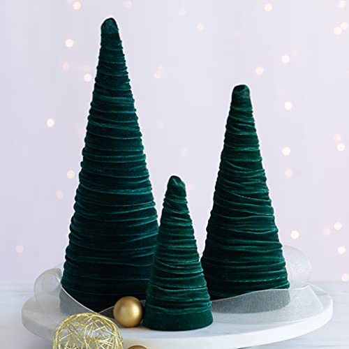Image of Your Heart's Content Emerald Velvet Trees Set of 3, (Emerald)
