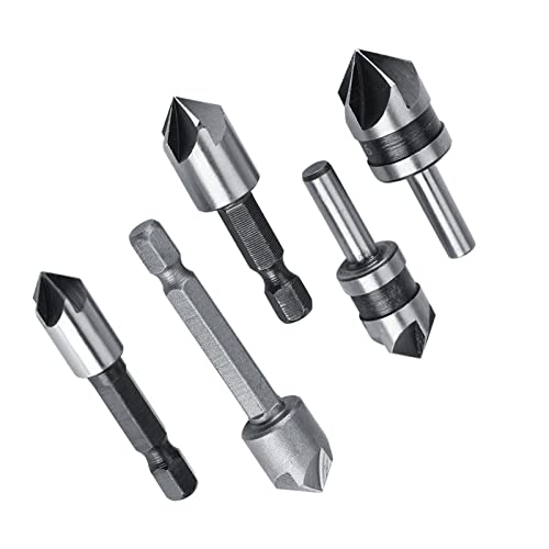 Countersink Drill 5 Pcs 5 Flutes High Speed Steel Chamfering Cutter Automatic Center Punch Bit for Wood - Image 3