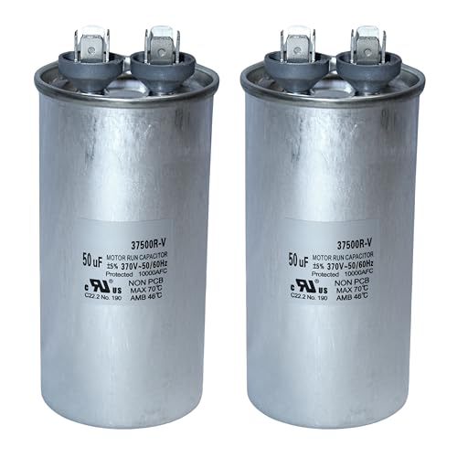 Swimming Pool Pump Motor Capacitor 50uF Compatible with Pentair Whisperflo, Superflo, Jandy Stealth, Hayward and Waterway Speed Pumps - 370V 50/60Hz (50uF ±5%, 2 Pack)