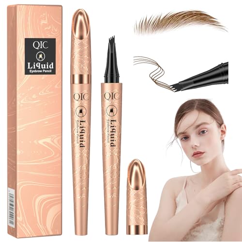 Lapiz Cejas Waterproof, 3D Lapiz de Cejas Microblading Resistente al Agua y al Sudor Lapiz Cejas 4 Puntas Lápiz de Cejas Crea un Maquillaje Lápiz de Cejas Natural de Larga Duración Marrón Claro