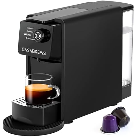 CASABREWS Espresso Machine for Nespresso Original Pods, 20 Bar Mini Espresso Coffee Machine with 4 Brewing Modes and 21 oz Removable Water Tank, Compact Capsule Coffee Maker for Home or Office, Black Cover
