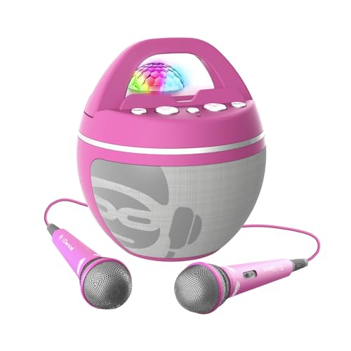 Cefa Toys - iDance Speaker Karaoke Party Ball - Color Rosa - Altavoz Karaoke Bluetooth con 2 Micrófonos Inalámbricos y Luces de Discoteca - 40W Portátil con Batería Recargable - Soporte para Móvil y T