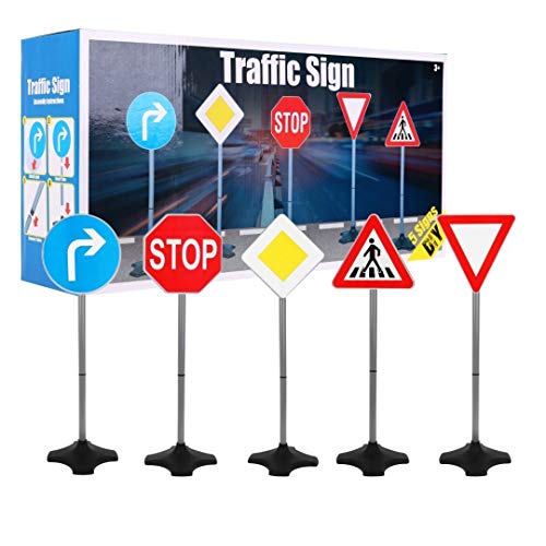 BSD Ensemble de Grands Panneaux de Signalisation pour Enfants, Jouet d'apprentissage du Trafic - 5 Panneaux de 80 cm de Hauteur
