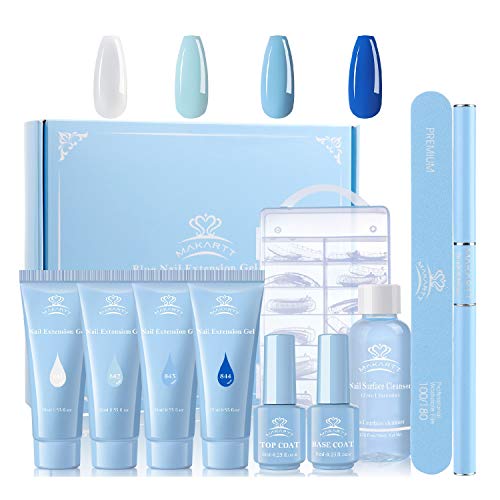 Makartt Kit de Gel pour Ongles en Poly Bleu Kit de Construction d...