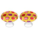 Confezione da 2 pomelli rotondi per armadietti con stampa di ciliegie, in acciaio inox, da 2,8 cm, con viti, maniglie per porte, maniglie da cucina, per bagno, armadio, porta armadio