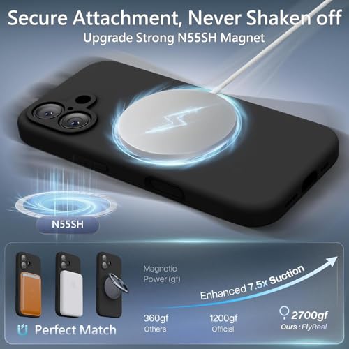 Image of DIZORO Compatible for iPhone 17 Slim Liquid Silicone 3 Layers Full Covered Soft Gel Rubber Protective Phone Case with Raised Camera Design (Black)