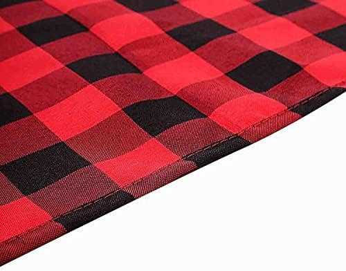 Miniatura 5 de BalsaCircle - 10 manteles redondos de poliéster a cuadros de 108 pulgadas, color negro y rojo