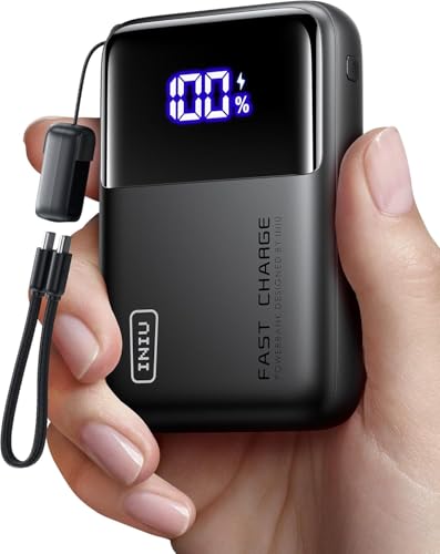INIU 65W Laptop Power Bank Smallest 20000mAh Portable Charger with Detachable Built-in USB C Cable 3-Port Fast Charging Battery Pack for Travel MacBook iPad iPhone 17 16 Pro Samsung S25 Xiaomi