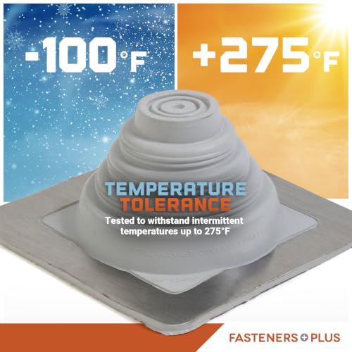 Image of #1 Square EPDM Metal Roof Pipe Flashing Boot with Complete Install Kit (Fits 1 /4 inch - 2-3 /4 inch Pipe OD), Gray