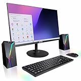 BlairTech All-in-One Desktop PC with 24' Monitor | Intel Core i5 | 8 GB RAM, 128GB SSD – Powered by Google ChromeOS Flex (Renewed), RGB Speakers, Wireless Keyboard & Mouse, WiFi & Bluetooth (Renewed)