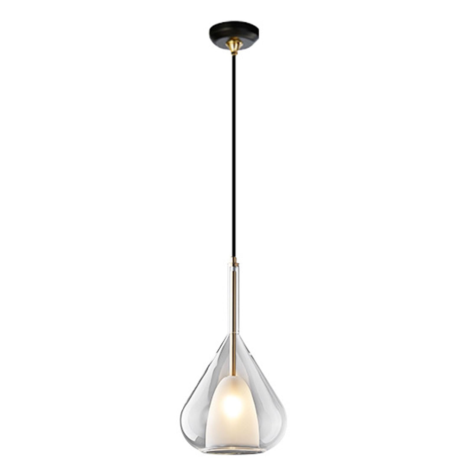 RSZCSMO 7.87in Bedside Pendant Light Creative Recessed Water Drop Style Glass Living Room Hanging Lamp, Balcony, Bedroom, Dining Table, Lighting Fixture